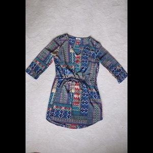 Cinched Waist Patterned Dress